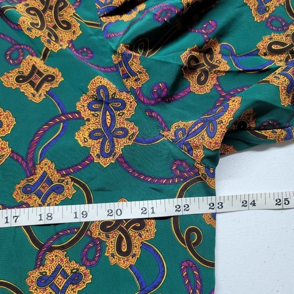 VTG Regina Porter Secretary Blouse Womens Size 14 Green Gold Knot Rope - Picture 12 of 15